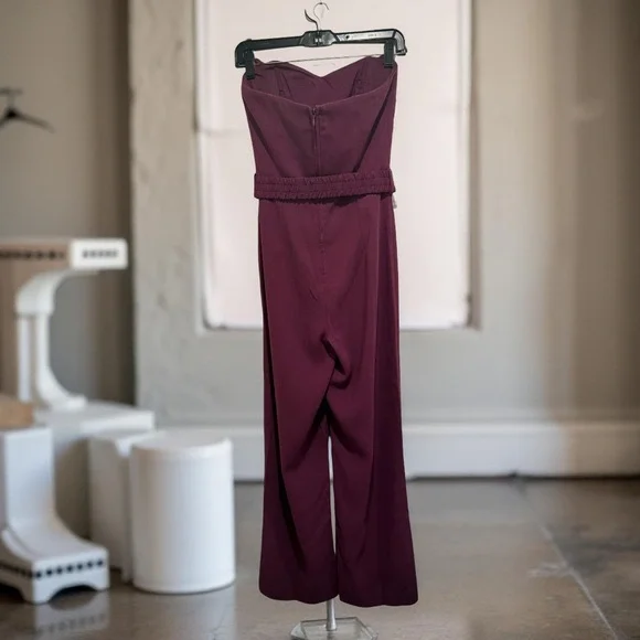 Lilly Pulitzer NWT Size 0 Amazing Burgundy Strapless Wide Leg Pant Jumpsuit - Picture 4 of 15